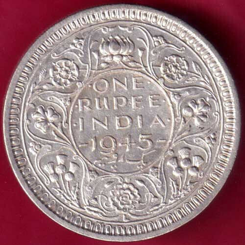 BRITISH INDIA 1945 LAHORE MINT GEORGE VI ONE RUPEE BEAUTIFUL SILVER COIN #P28