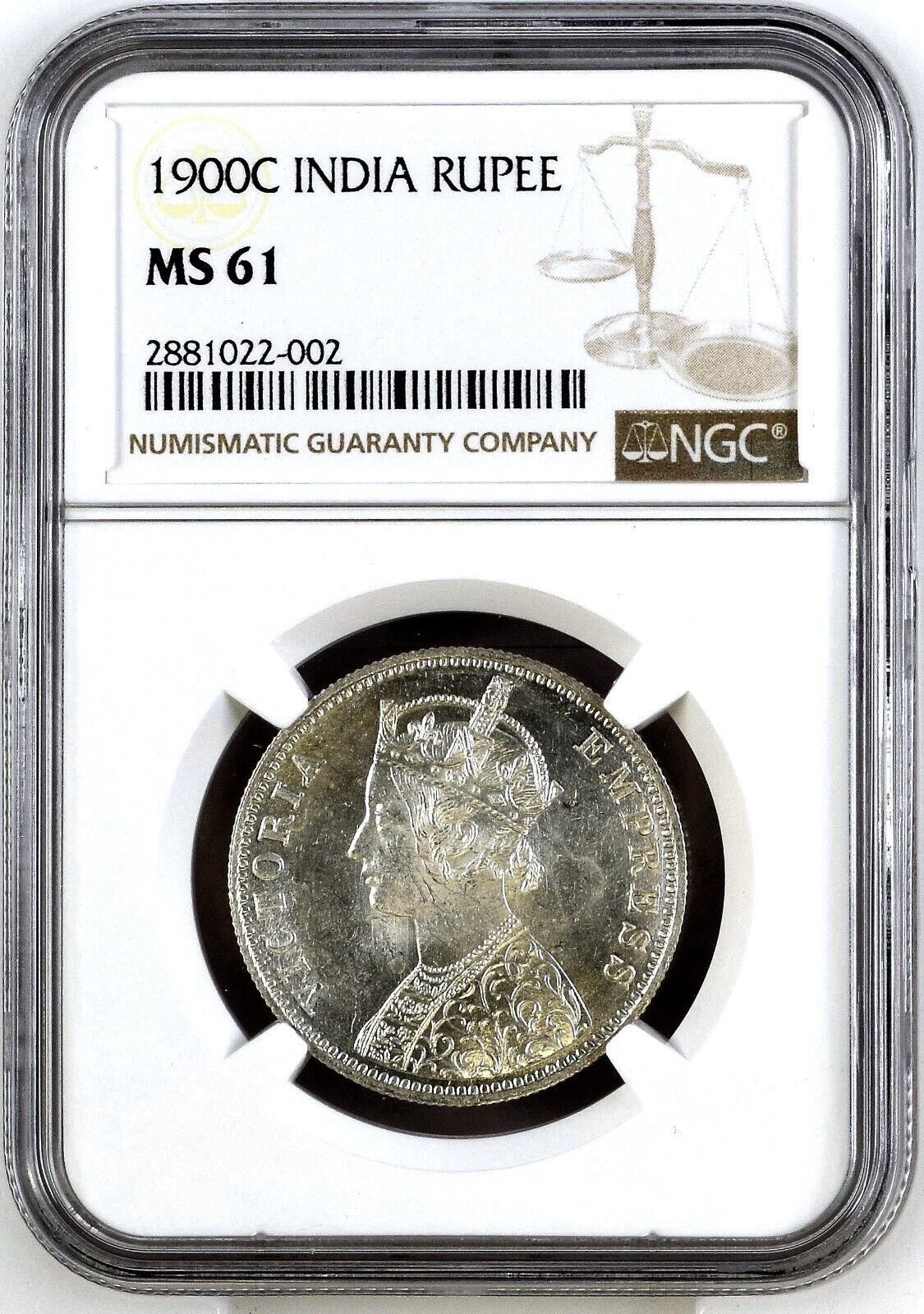 1900 C British India Victoria One Rupee Silver NGC MS61 - MINT LUSTER!