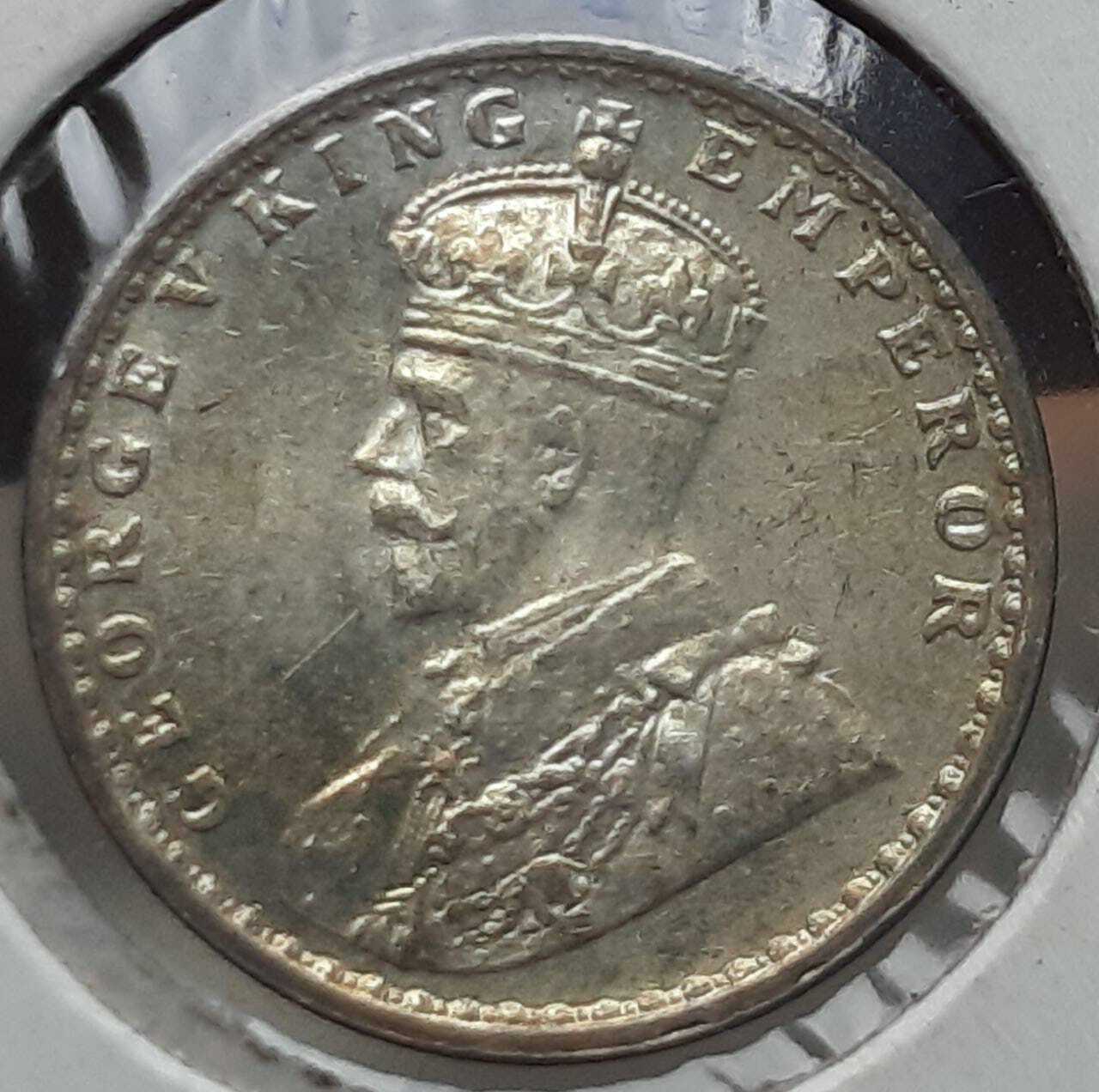 1917 King George V Two Anna Calcutta Mint Silver U.n.c Coin.
