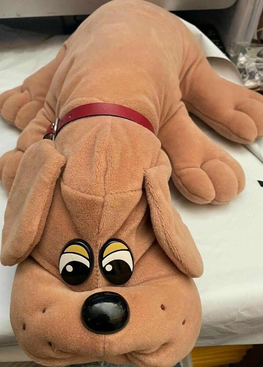 1 1985 Vintage Large Brown Pound Puppy Puppies Plush 80s Toy With Collar Dog Pup