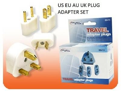 Us Eu Uk Au International Travel Adapter Ac Power Plug Charger Converter 4pc Set