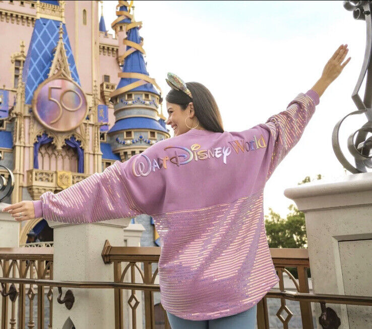 Disney Park 50th Anniversary Pink Iridescent Sequin Spirit Jersey Extra Small Xs