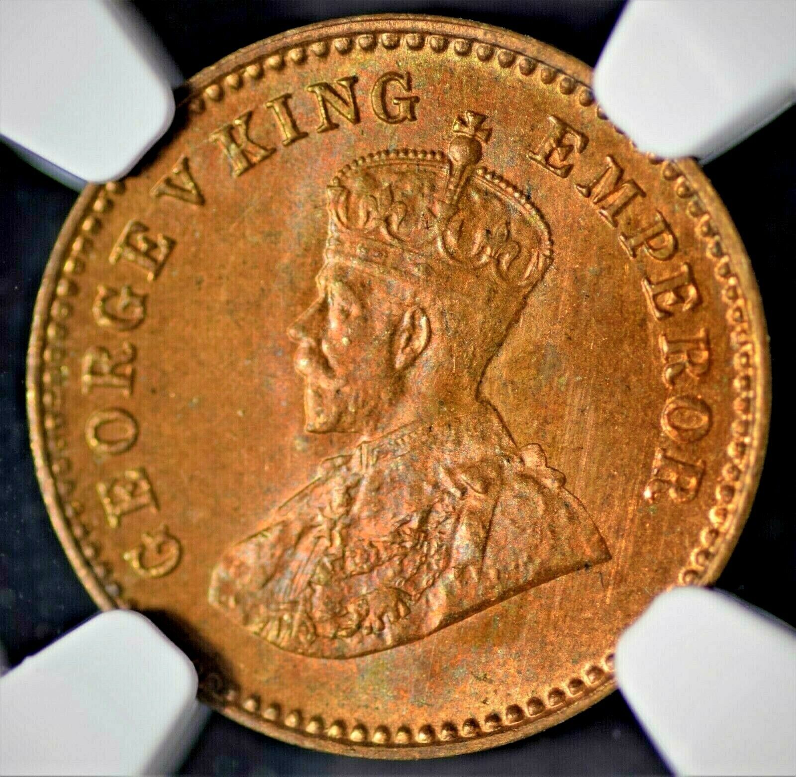 India British 1914(C) 1/12 Anna NGC MS65 RB Certified (1 Graded Higher In RB)