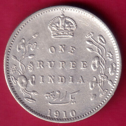 British India 1910 Edward Vii One Rupee Beautiful Silver Coin #br10