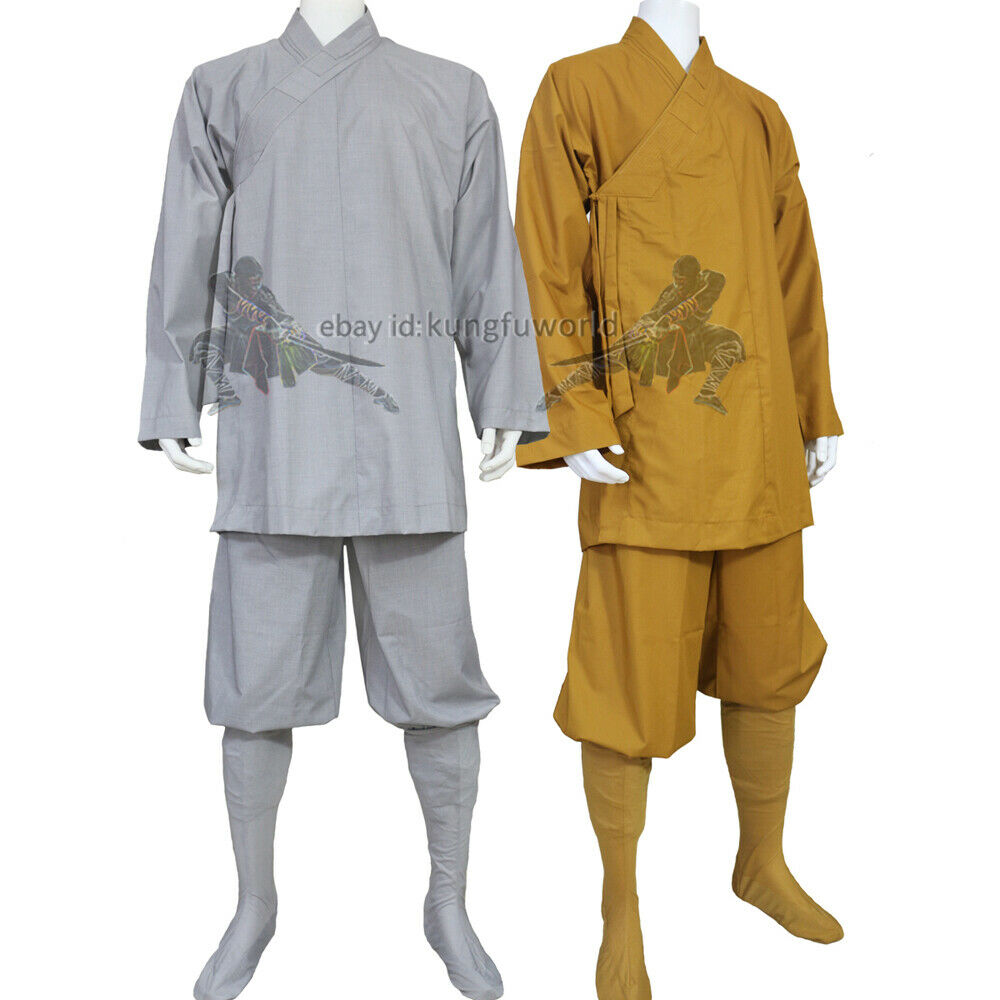 Shaolin Monk Kung Fu Uniform Buddhist Robe Meditation Wing Chun Tai Chi Suit