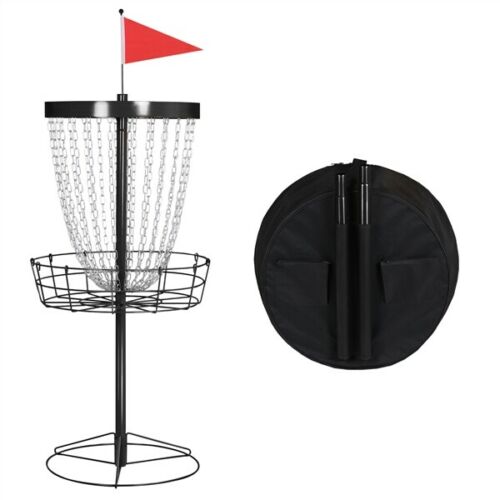 24 Chain Heavy Duty Steel Disc Golf Basket Catcher Hole Practice Target Black