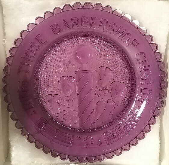 Ring Those Barbershop Chords Quartet Amethyst Pairpoint Glass Cup Plate 1979