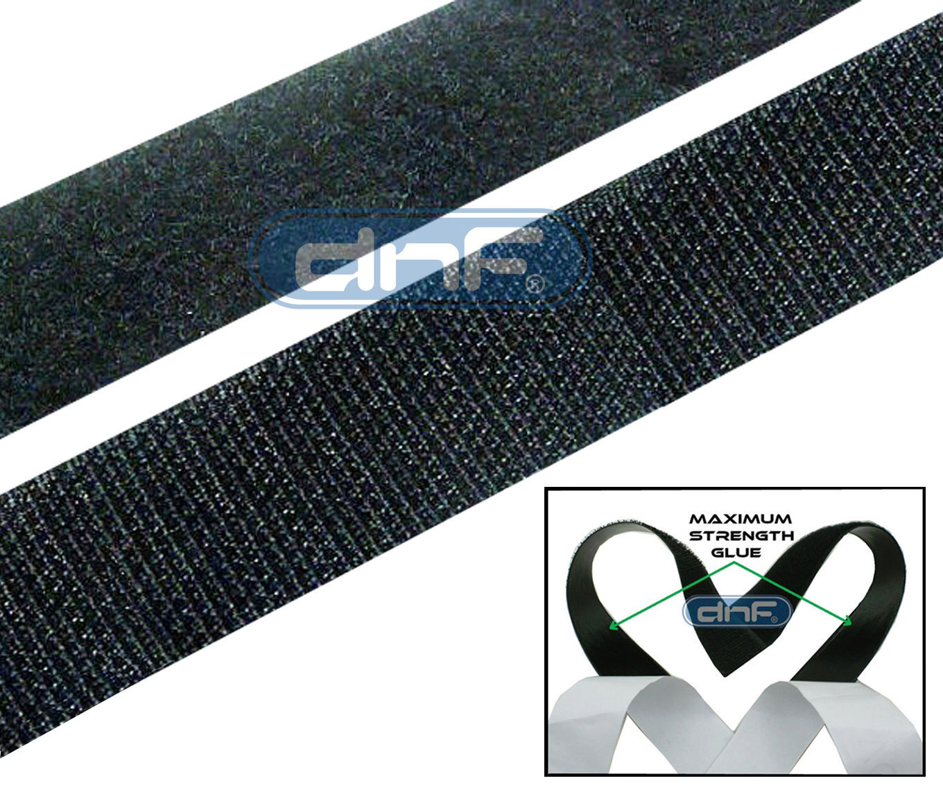 1" 5 Feet Black Self Adhesive Sticky Hook And Loop Tape- Free Same Day Shipping!
