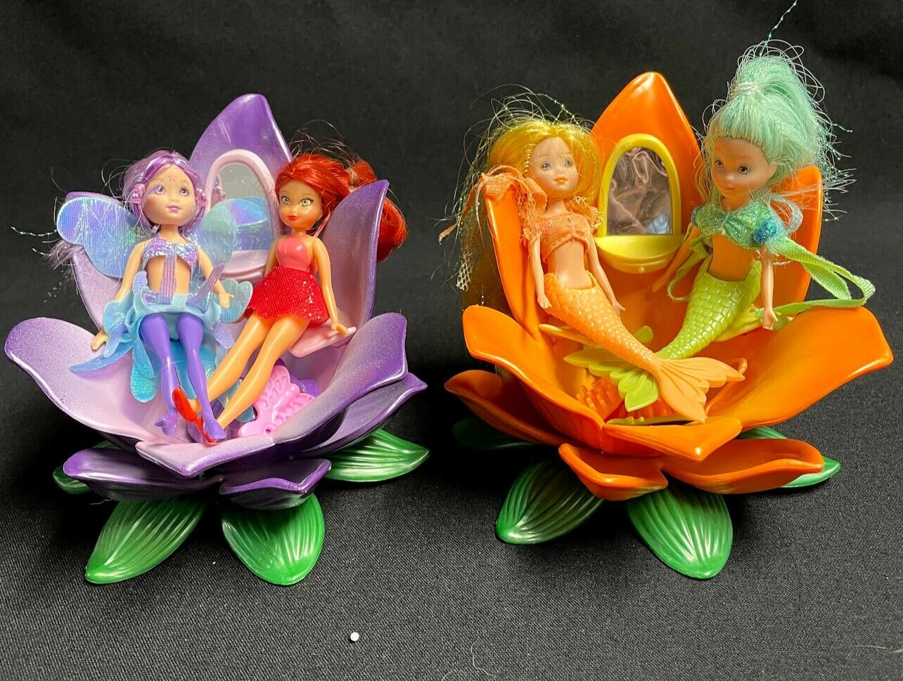Barbie Fairytopia Petal Pixies Mermaids Bella & Caprice,+ 2 Flowers, 2 Fairies