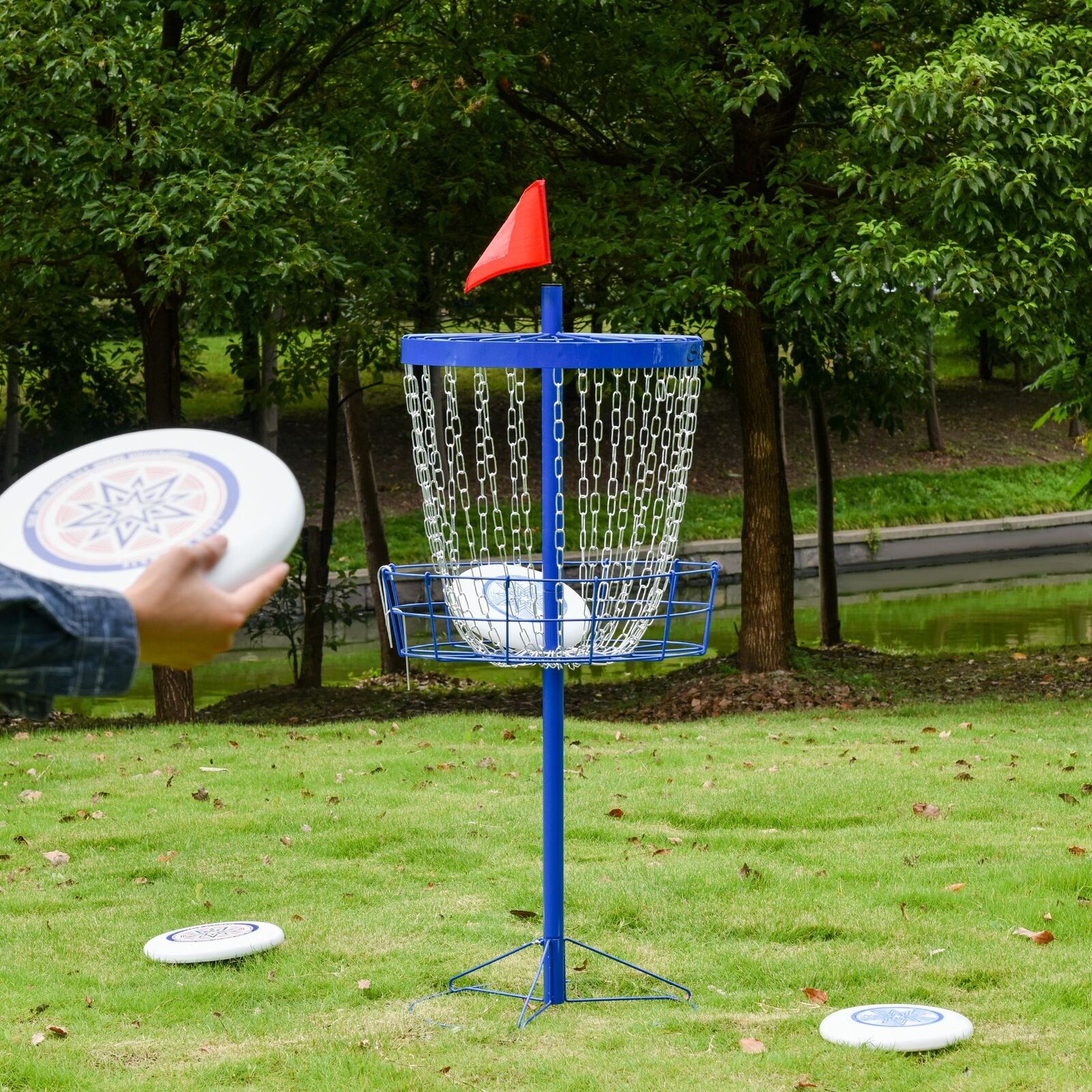 Disc Golf Target W/ High Visibility Chains, Easy Set Up & Storage For Backyard