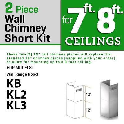 ZLINE SHORT CHIMNEY KIT FOR WALL RANGE HOOD under 8 FT ceiling for KB, KL2, KL3