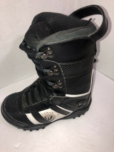 Lamar Snowboard Lacing Boots Kids Size 3 High Quality Black White Insulated