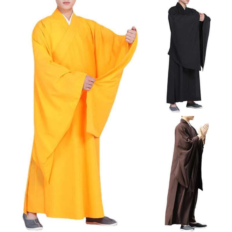 Unisex Buddhist Shaolin Monk Robe Kung Fu Uniform Long Gown Martial Arts New