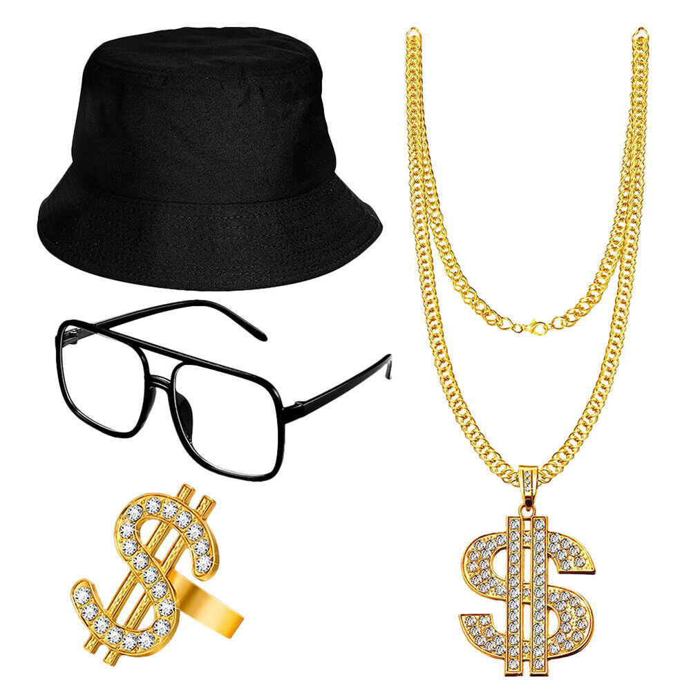 4pcs Rapper Sunglasses Hip Hop Accessories 80s Rapper Costume