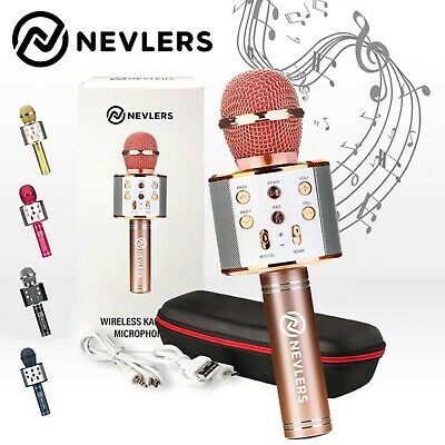 Nevlers Karaoke Microphone W/wireless Bluetooth Speaker & Recording Option- Rose