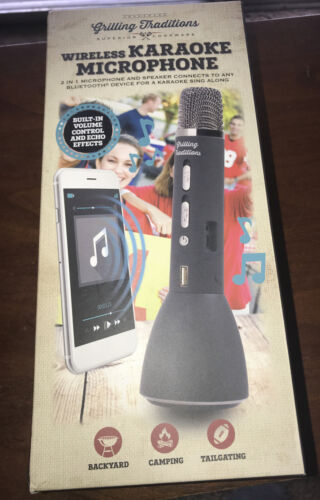 NEW in Box Grilling Traditions Wireless Karaoke Microphone, Color: Black